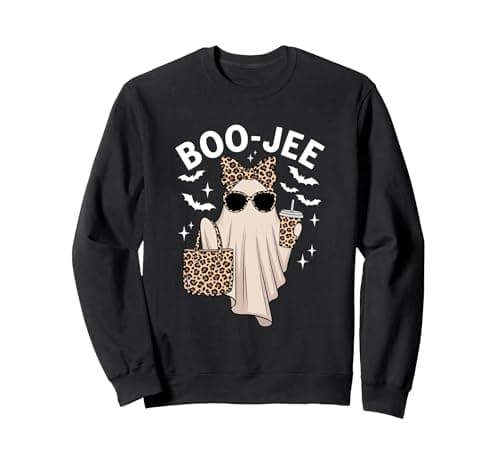 Coquette Leopard Ghost Coffee Boo-jee Halloween Boujee Ghost Sweatshirt mockup 2